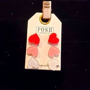 Posh Jewelry Co Heart Earrings Set NWT
